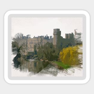 Warwick Castle Watercolor Painting Sticker